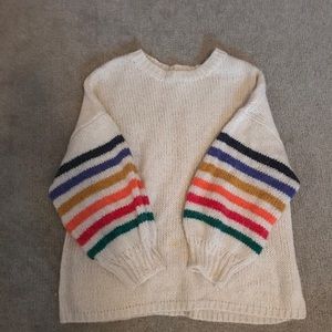 colorful puff sleeve sweater